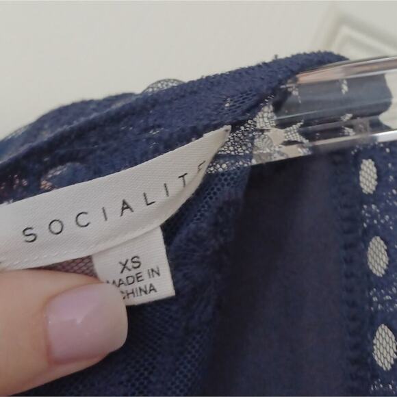 Nordstrom Socialite Lace Overlay Romper Midnight Blue XS - Picture 14 of 14